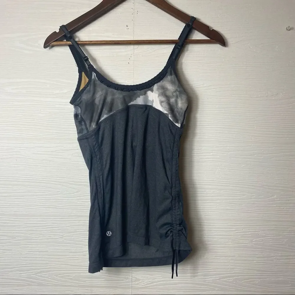 Lululemon 4 Gray Tye‎ Dye Cinched Ruffle Tank